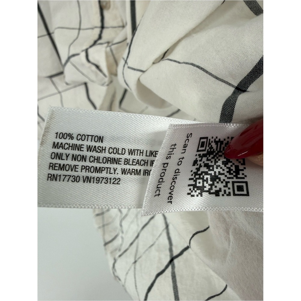 Universal Thread Relaxed Fit Windowpane Plaid Cotton Button Down Shirt White L - Picture 3 of 4